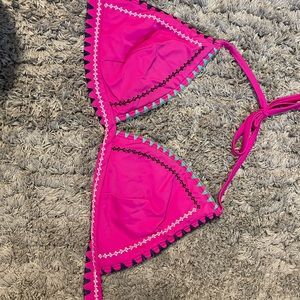 Hot pink and crocheted bikini top